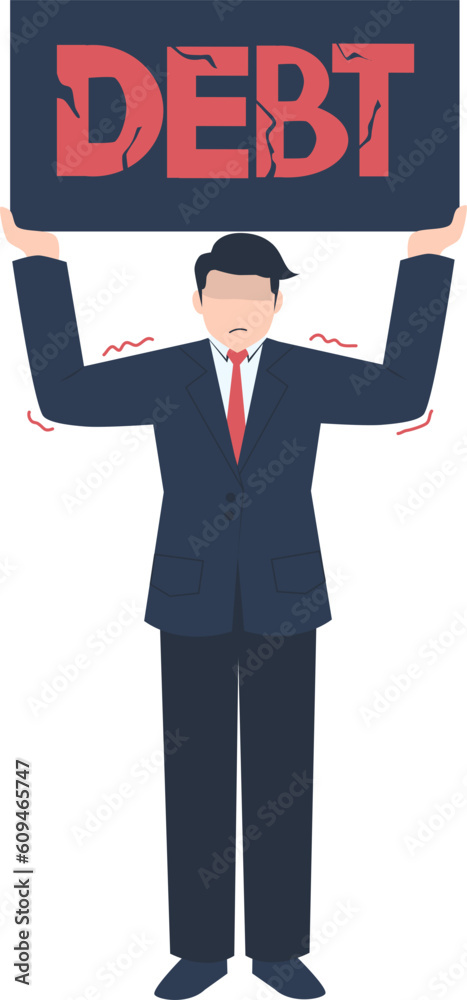 Businessman Illustration, man carrying a huge debt, financial crisis, anxious man Businessman Illustration, man carrying a huge debt, financial crisis, anxious man