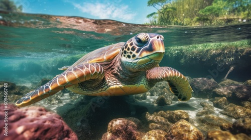turtle swimming in the ocean