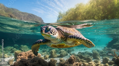 turtle swimming in the sea