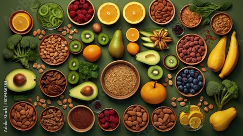 set of healthly vegetables viewed from the top