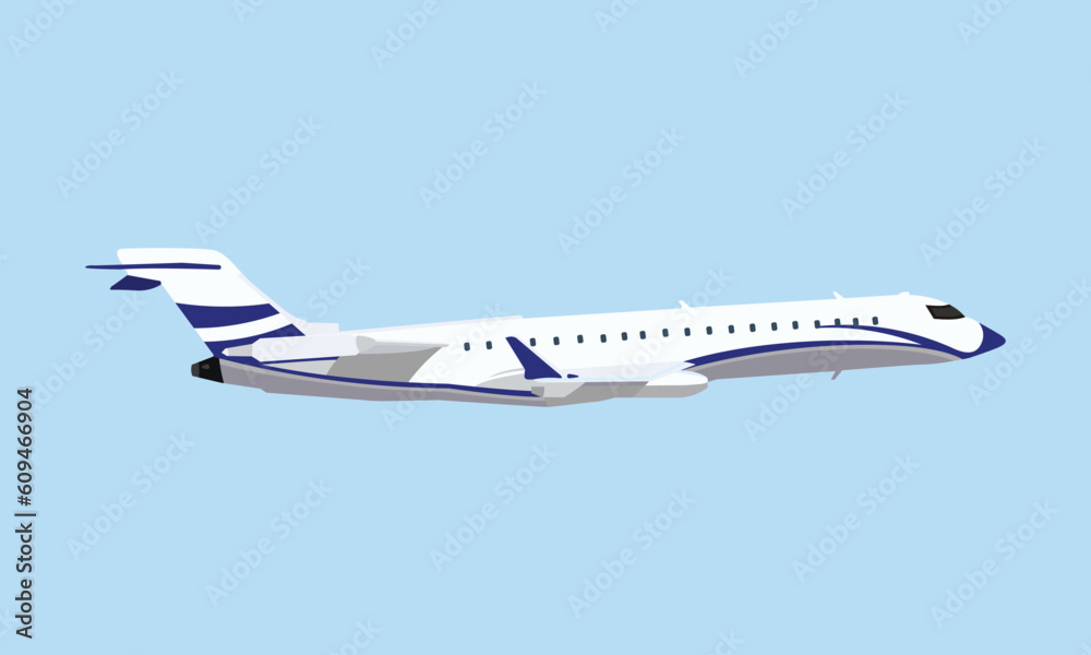 Naklejka premium Blank Glossy White Airplane Or Airliner Side View. EPS10 Vector