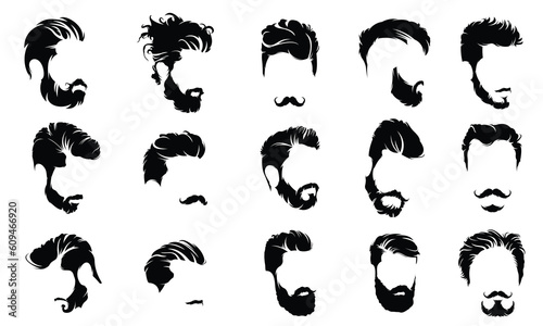 vector set of men hairstyle silhouettes
