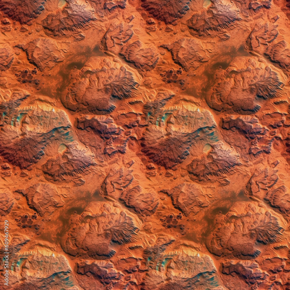 Obraz premium Top view Mars planet surface with hills. AI generative illustration.