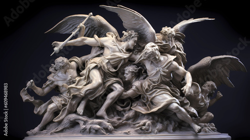 Canvas-taulu statue of angels vs demons