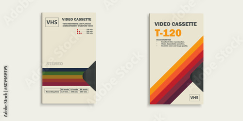 A set of old video cassettes. Old school and back to 90s concept background.