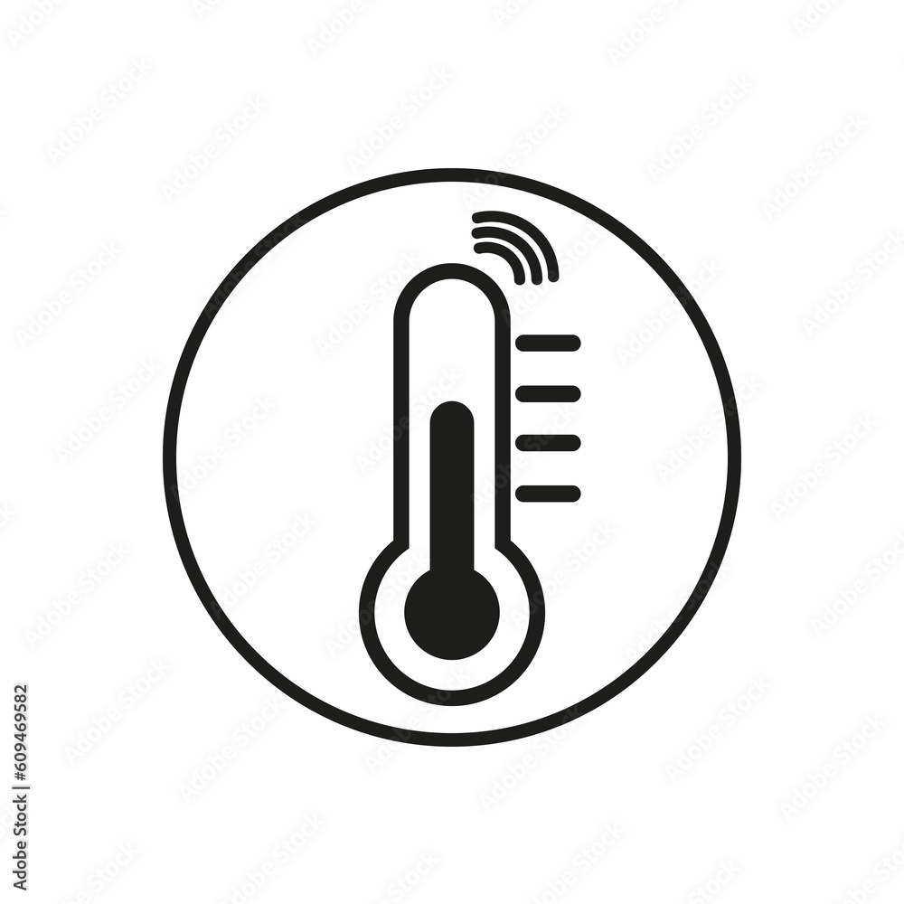 Smart devices and IoT icon: smart thermostat with thermometer Smart devices and IoT icon: smart thermostat with thermometer