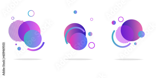 Set of round abstract badges, icons or shapes in trendy colors.