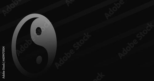 3d illustration background with black and white yin and yang shape
