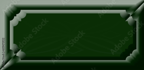 3d illustration green frame background with space for text