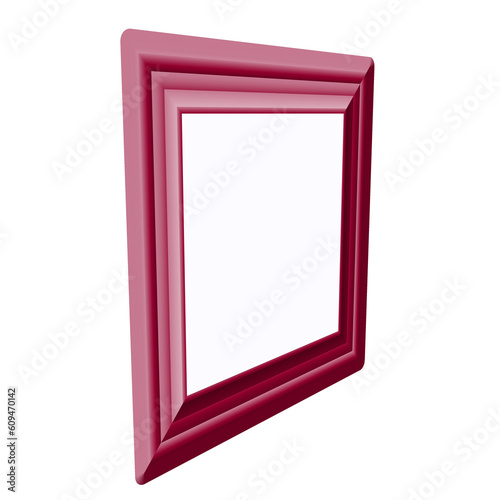 3d illustration red  picture frame background with space for text