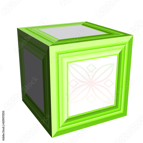 3d illustration green frame background with space for text