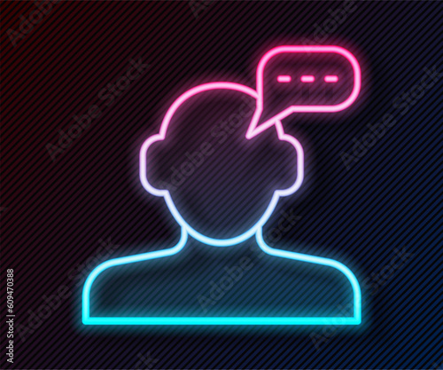 Glowing neon line Online psychological counseling distance icon isolated on black background. Psychotherapy, psychological help, psychiatrist online consulting. Vector
