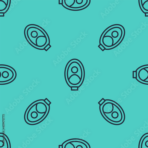 Black line Portrait picture in museum icon isolated seamless pattern on green background. Vector