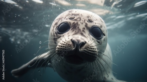 Newborn Seal Pup's First Swim in the Arctic Ocean © VisualMarketplace