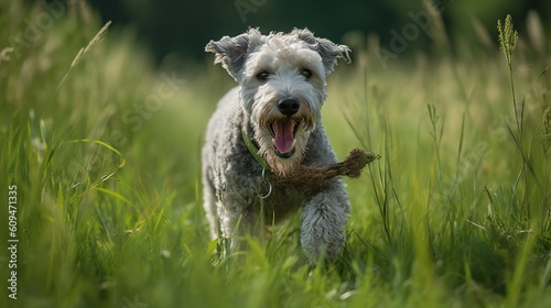 Pumi's Playful Tug of War in a Green Meadow photo