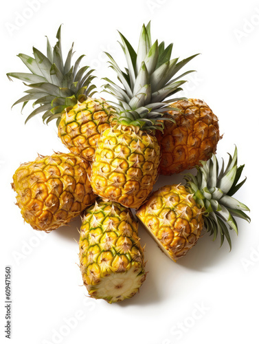 Fresh ripe pineapple fruits isolated on white
