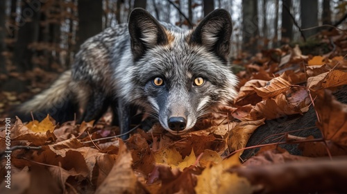 Silver Fox's Stealthy Stalk in the Canadian Wilderness