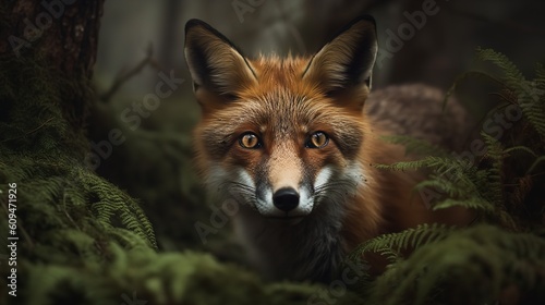 Red Fox's Intense Gaze in the European Forest © VisualMarketplace