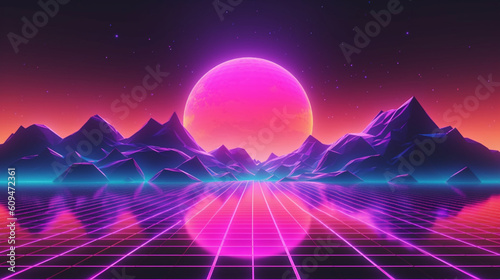 Neon colors vaporwave futuristic background. IA generative. © Moon Project
