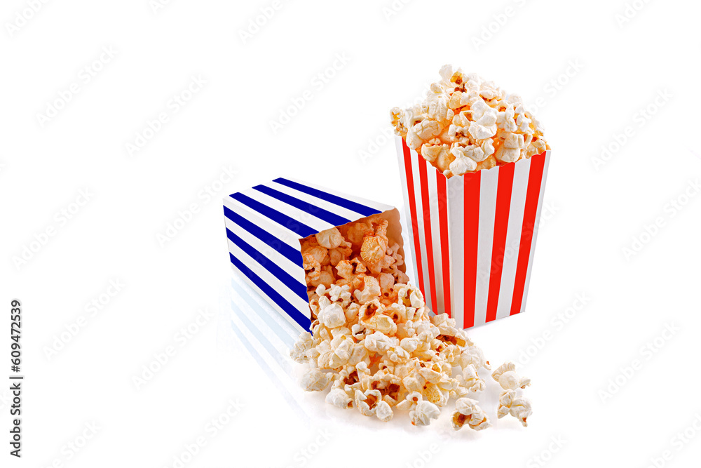 Glass with popcorn on a white background Glass with popcorn on a white background