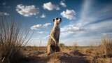 Meerkat's Watchful Sentry in the Kalahari Plains