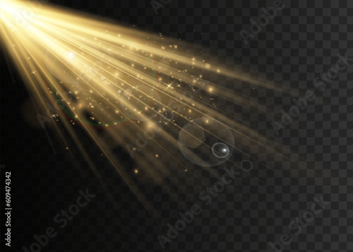 Vector transparent sunlight special lens flash light effect.front sun lens flash. Vector blur in the light of radiance. Element of decor.