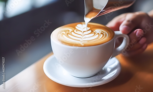 cup of coffee latte art on it generative ai 