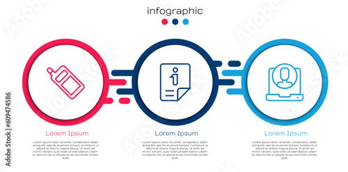 Set line Mobile phone, Information and Telephone 24 hours support. Business infographic template. Vector