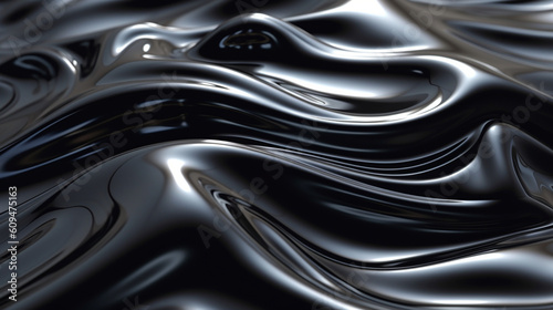 Neon black metallic liquid background. IA generative. 