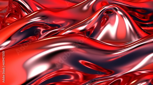Neon red metallic liquid background. IA generative.