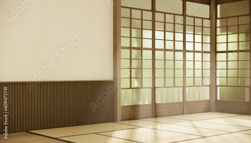 Nihon room design interior with door paper and wall room japanese style.