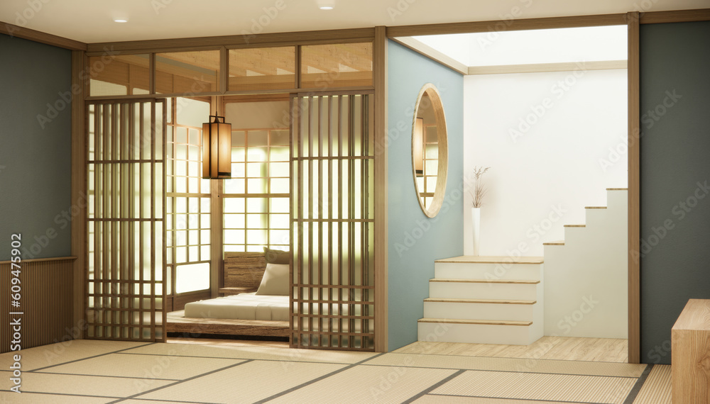 Nihon room design interior with door paper and wall room japanese style. Nihon room design interior with door paper and wall room japanese style.