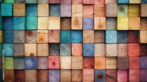 Colourful wooden blocks Wallpaper. © Unique Creations