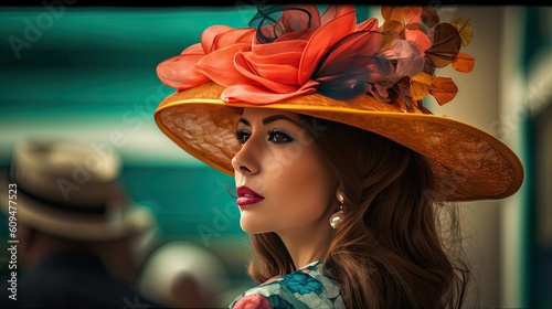 woman in hat at ascot racecourse photo