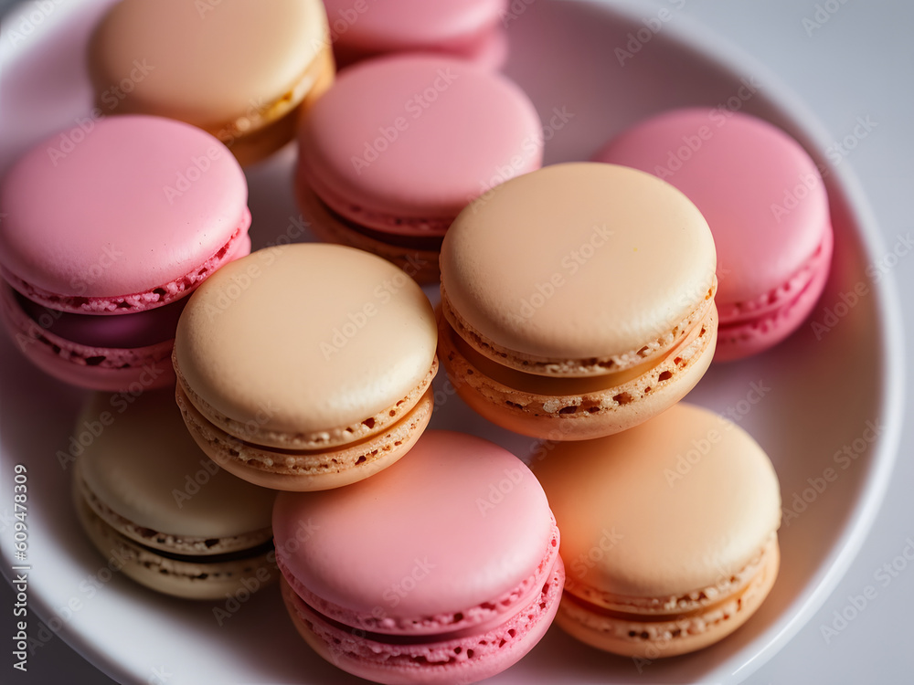Fototapeta premium Perfect Macarons Up Close, Generative AI Technology