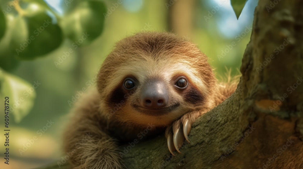 Obraz premium Cute little Sloth smiling in the wild 