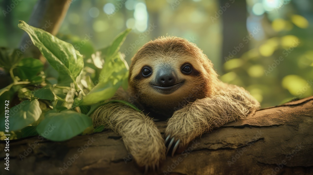 Cute little Sloth smiling in the wild Cute little Sloth smiling in the wild
