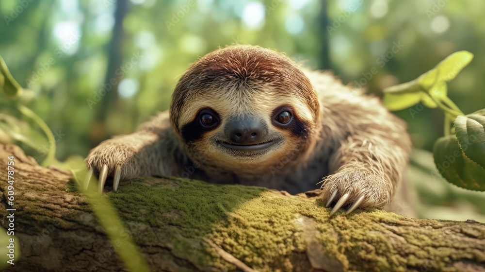 Cute little Sloth smiling in the wild 