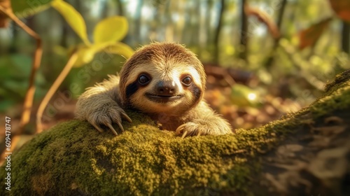 Cute little Sloth smiling in the wild 