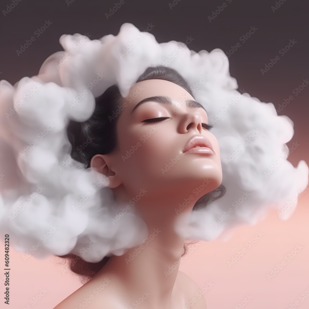 Woman with her head in the clouds - A.I. Generated Person Woman with her head in the clouds - A.I. Generated Person