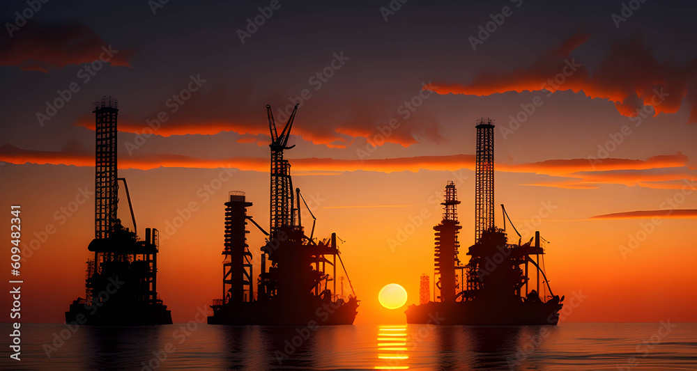  oil rig at sunset
