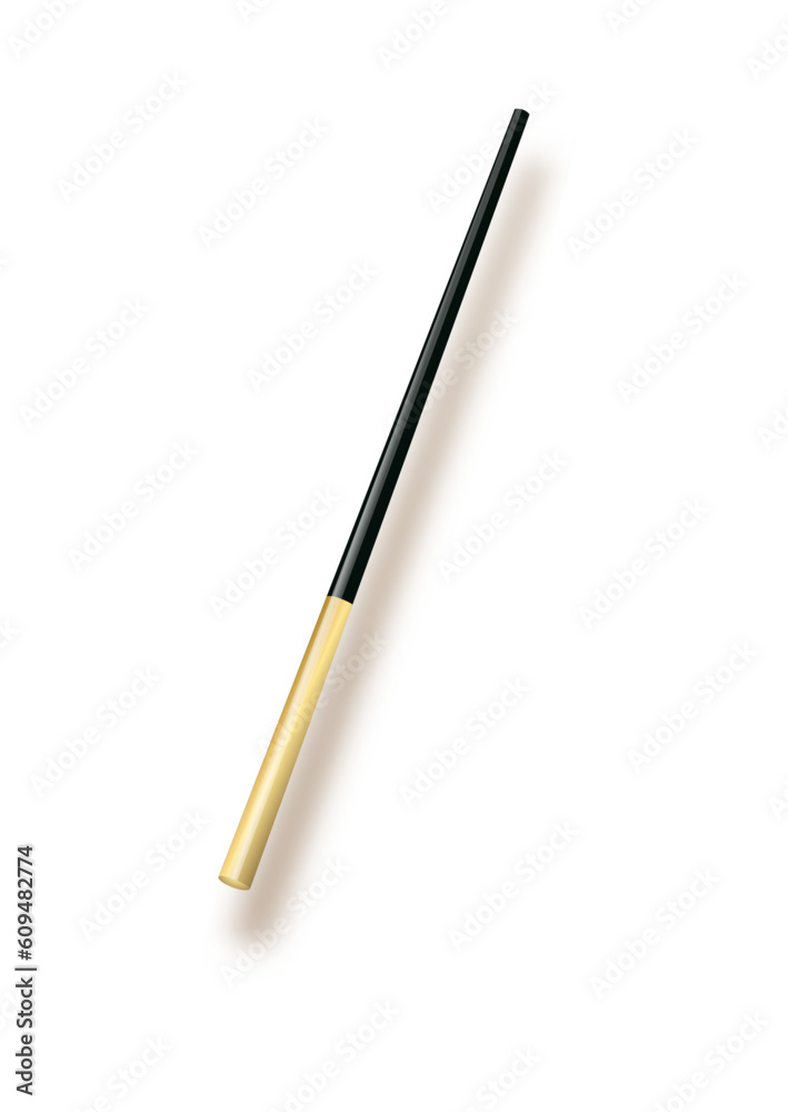 Vector illustration of miracle magical stick with sparkle isolated on transparent background. magic wand suspended in thin air with a drop shadow and clipping path