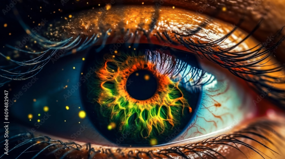 Image of the eye, the birth of the universe, generated by AI,