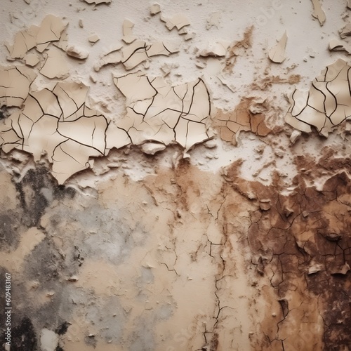 old cracked beige painted wall