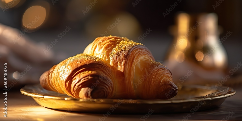 AI Generated. AI Generative. Fresh baked golden tasty traditional croissant. Graphic Art AI Generated. AI Generative. Fresh baked golden tasty traditional croissant. Graphic Art