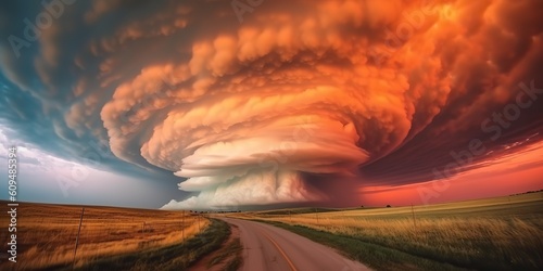 AI Generated. AI Generative. Photo illustration of dramatic storm tornado vortex nature outdoor cyclone. Graphic Art