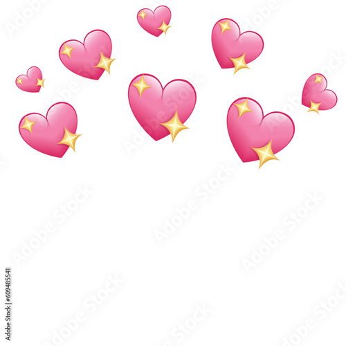 Iphone Whatsapp Heart Emojis set Isolated on White Background. Love symbol. red white yellow purple green blue black brown emoji. Valentine's day. love hearts collections