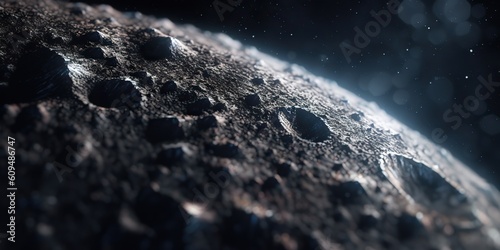 AI Generated. AI Generative. Galaxy space planet moon surface close shot illustration. Decoration landscape. Graphic Art