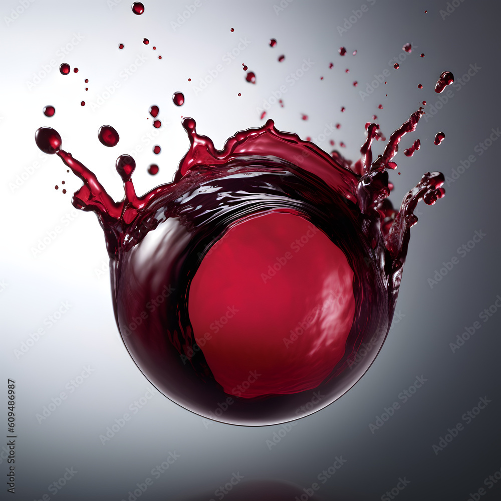 Dynamic Wine Droplet Impact, Liquid Explosion, drink's Art, Fluid