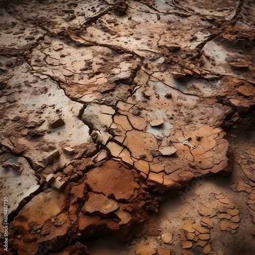Crumbling wood or earth surface drought